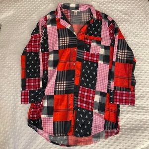 victorias secret dreamer patchwork pajama button down